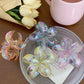 Transparent Pearlescent Flower Claw Clip