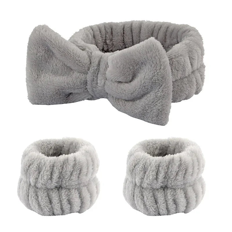 Fluffy Headband And Wristband Set