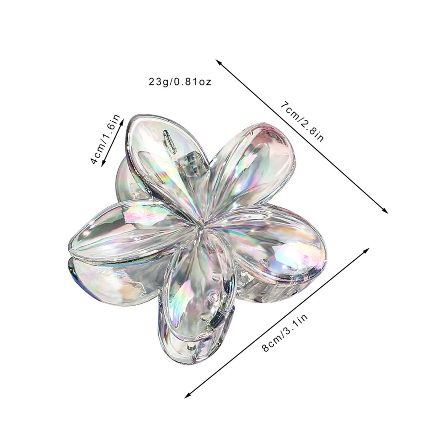 Transparent Pearlescent Flower Claw Clip