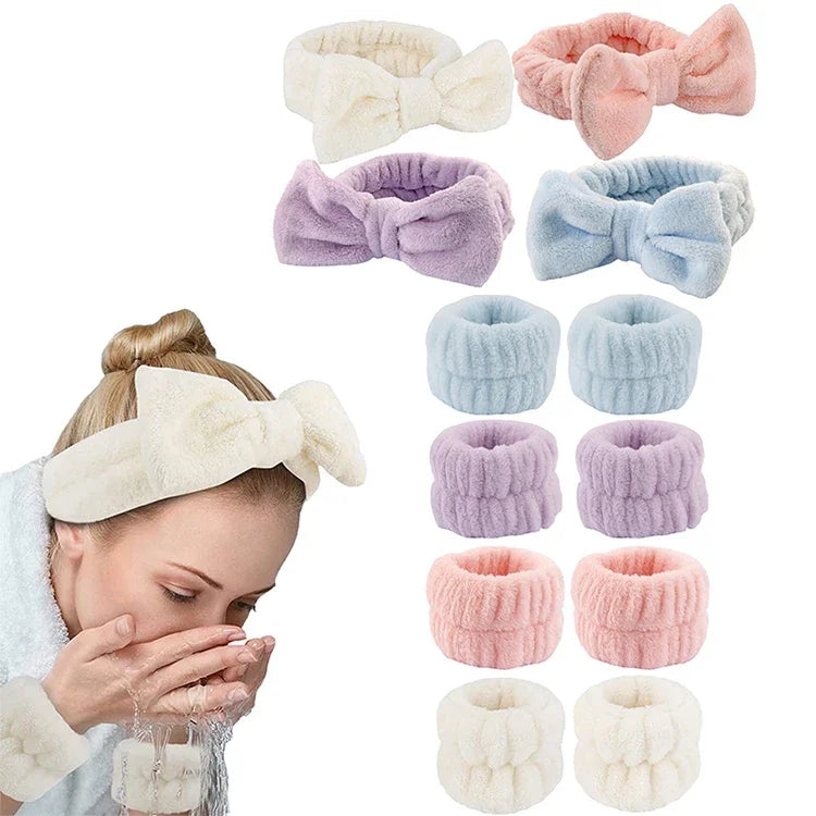 Fluffy Headband And Wristband Set