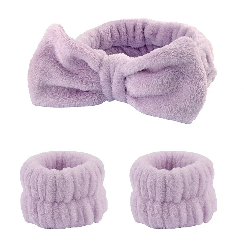 Fluffy Headband And Wristband Set