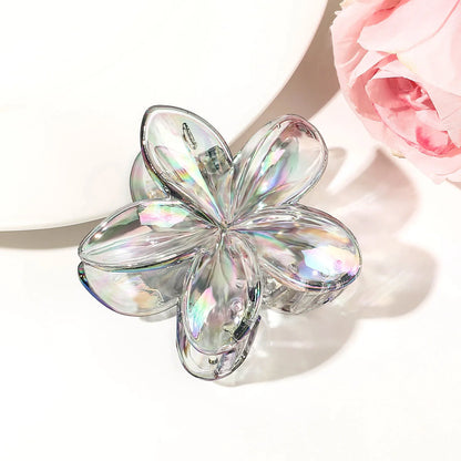 Transparent Pearlescent Flower Claw Clip